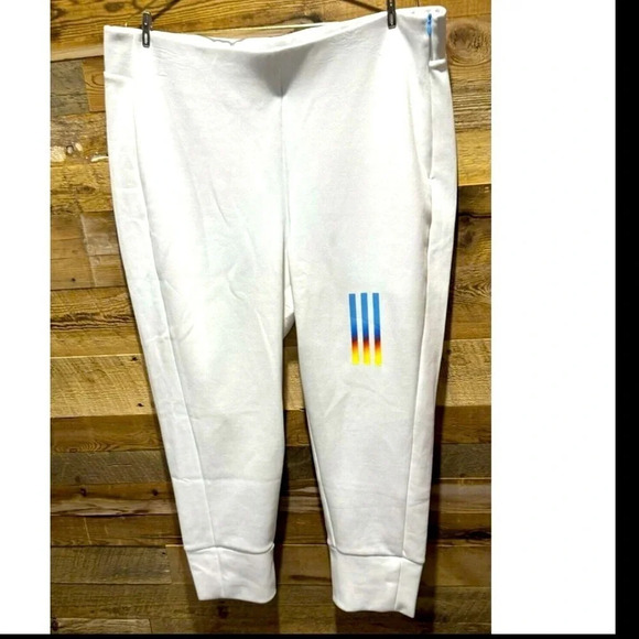 NEW Adidas MISSION VICTORY SLIM  HIGH-WAIST PANTS White 2X Compression Blue Red - Picture 3 of 7